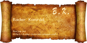 Bader Konrád névjegykártya